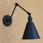 Applique murale conique à bras articulé en métal à 1 lumière