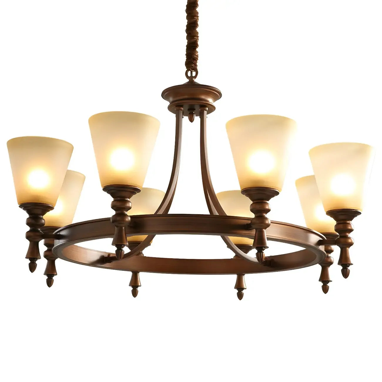 Lustre classique avec abat-jour givré beige café