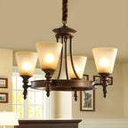 Lustre classique avec abat-jour givré beige café