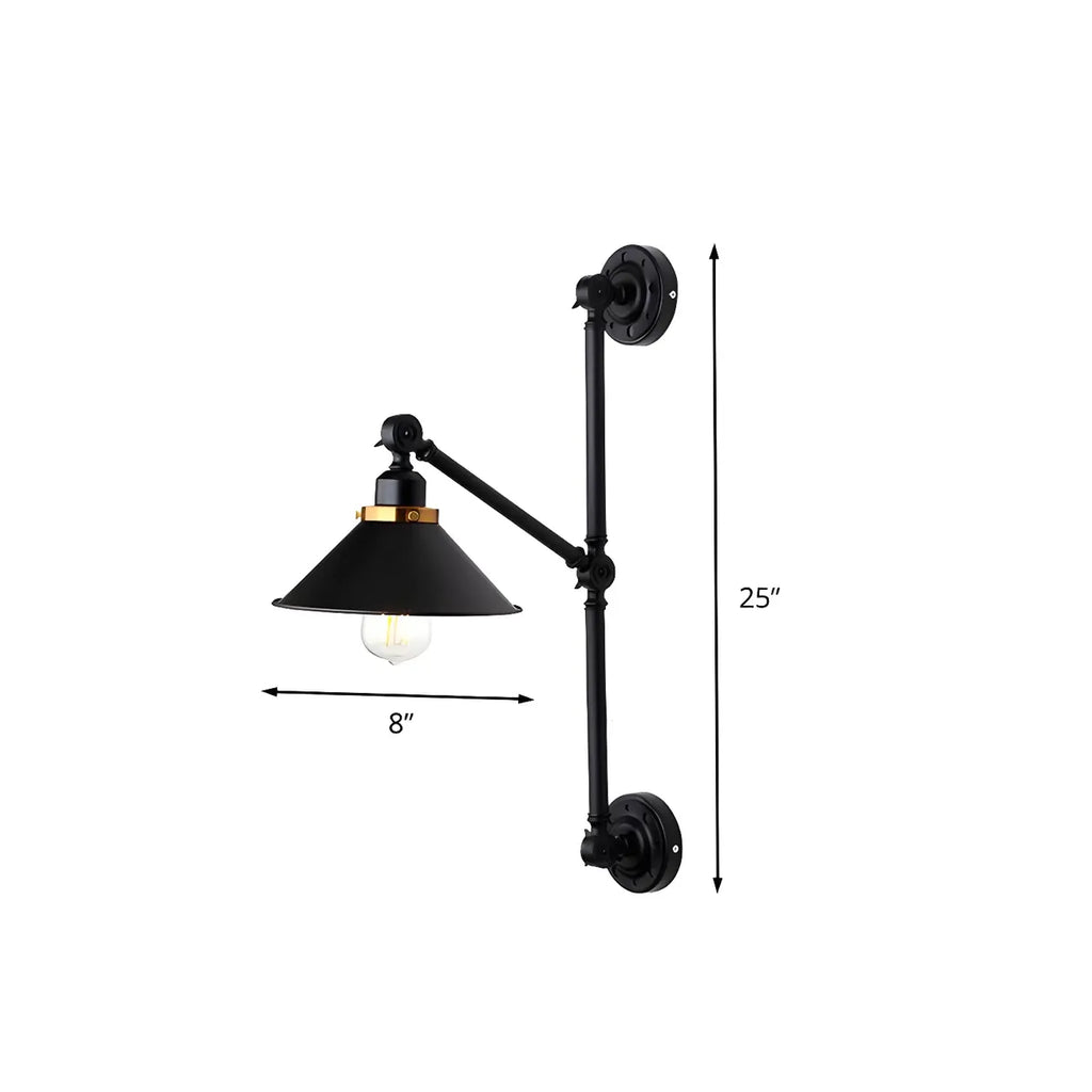 Applique murale à bras articulé avec base en métal noir