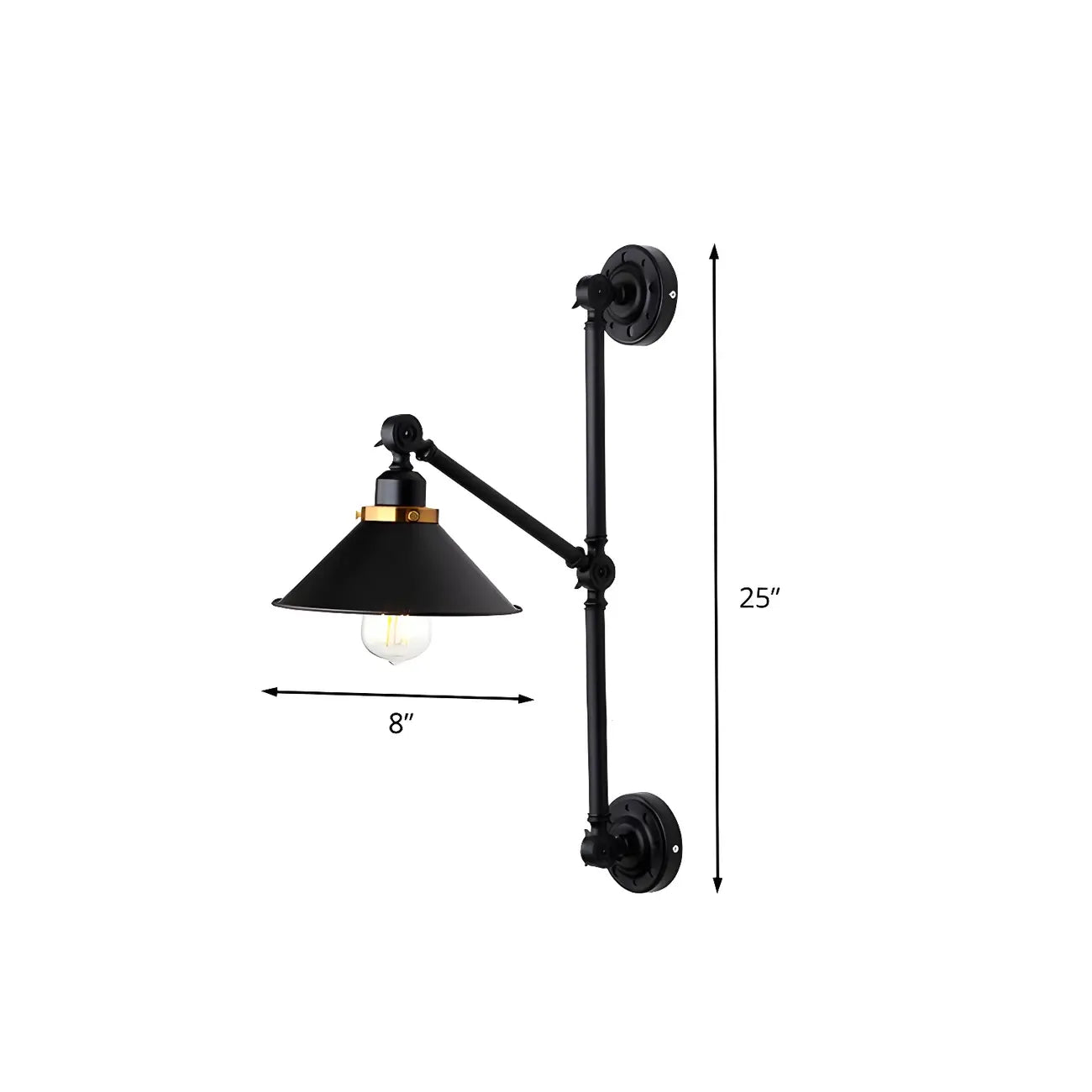 Applique murale à bras articulé avec base en métal noir