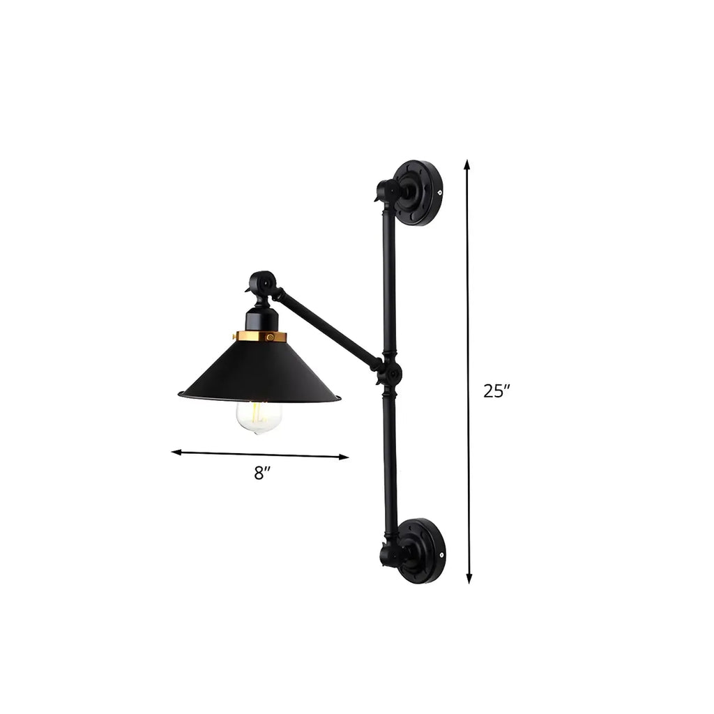 Applique murale à bras articulé avec base en métal noir