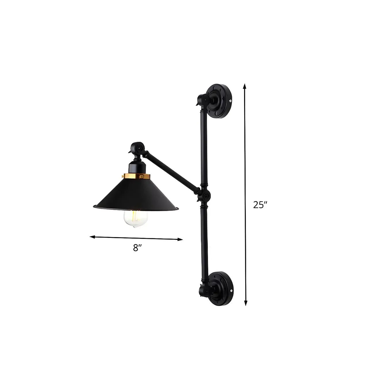 Applique murale à bras articulé avec base en métal noir