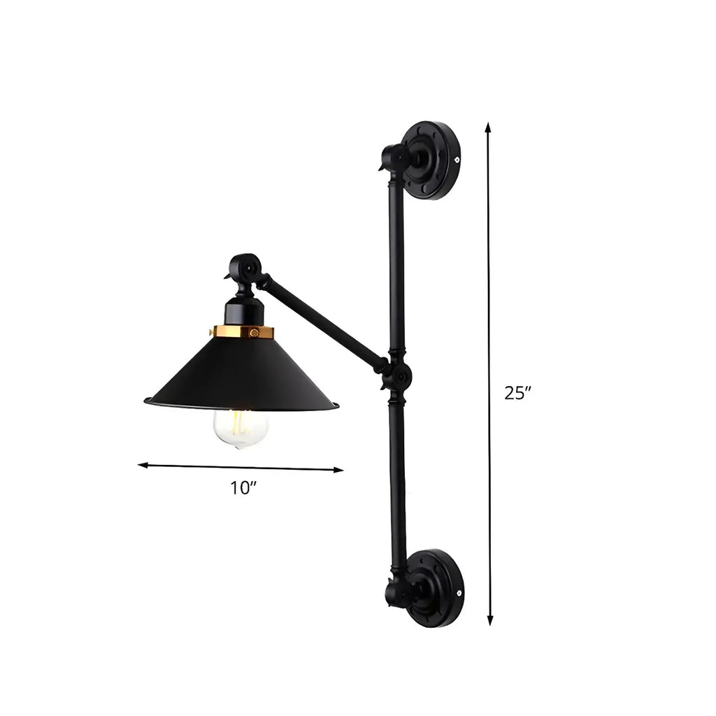Applique murale à bras articulé avec base en métal noir