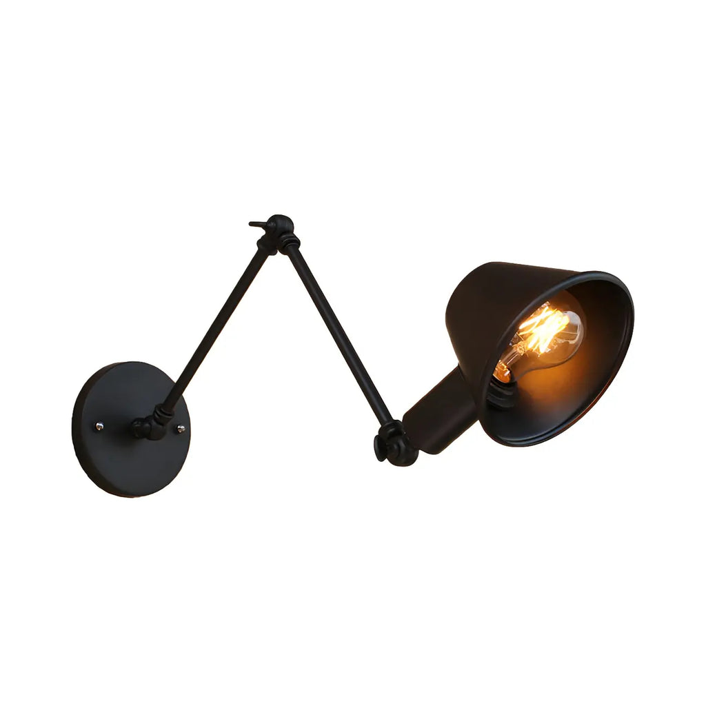 Applique da parete a LED industriale nera orientabile con braccio oscillante