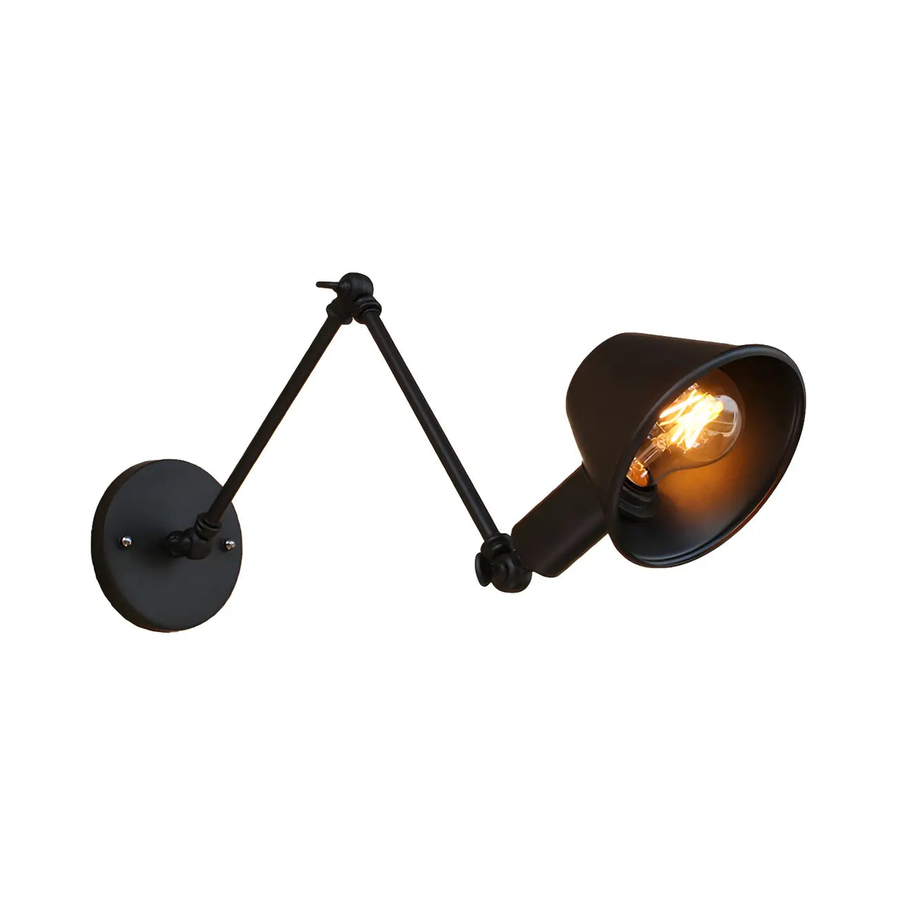 Applique da parete a LED industriale nera orientabile con braccio oscillante