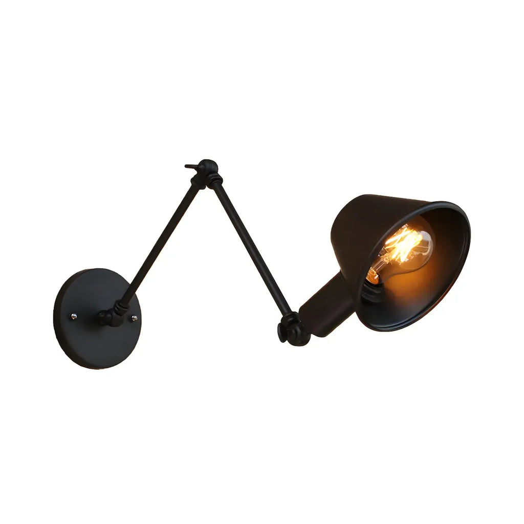 Applique da parete a LED industriale nera orientabile con braccio oscillante