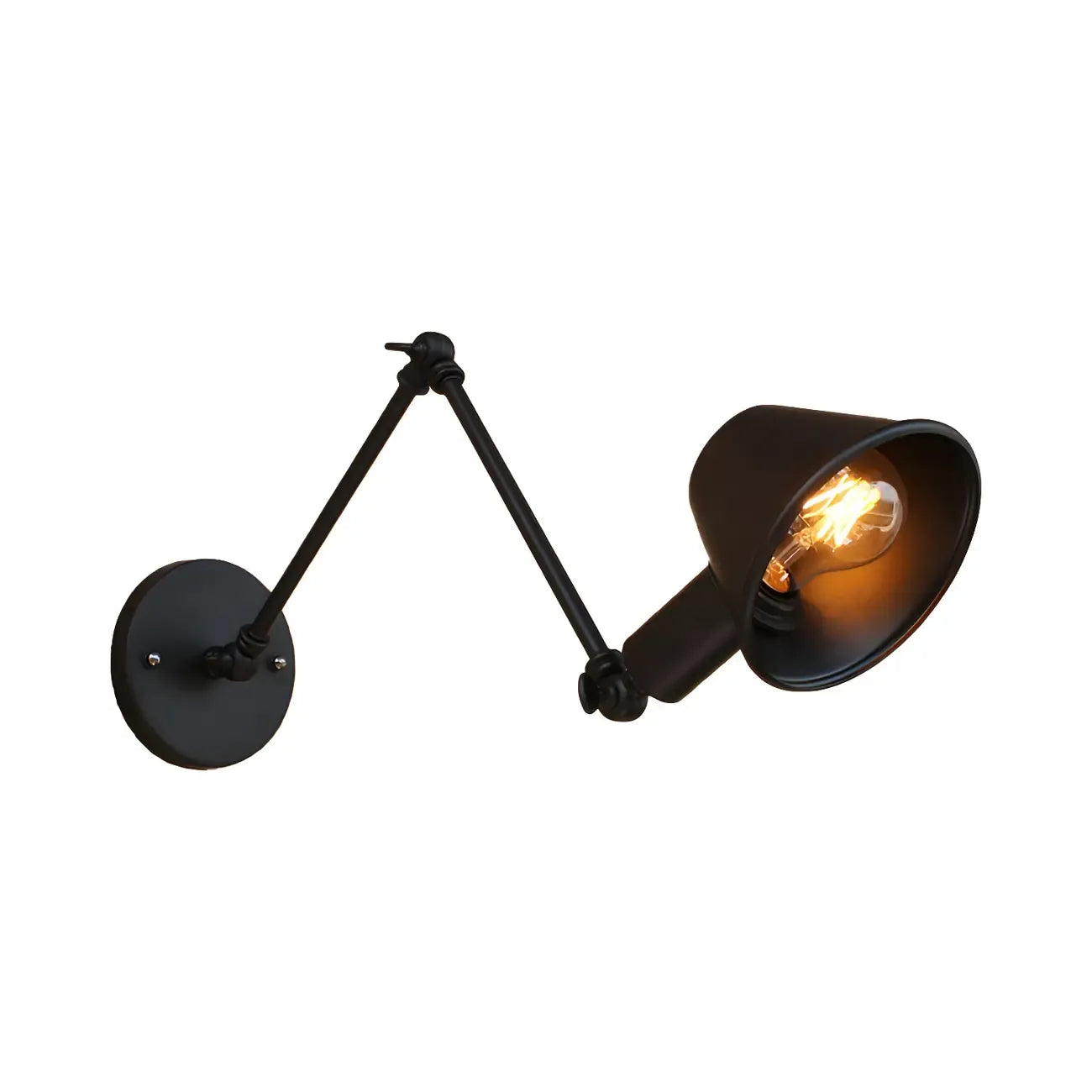 Applique da parete a LED industriale nera orientabile con braccio oscillante