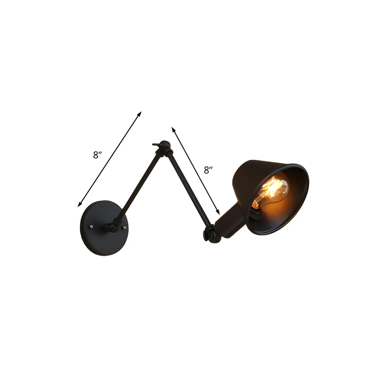 Applique da parete a LED industriale nera orientabile con braccio oscillante