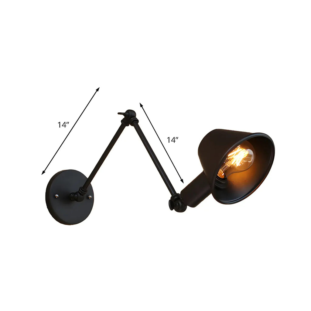 Applique da parete a LED industriale nera orientabile con braccio oscillante