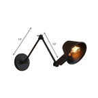 Applique da parete a LED industriale nera orientabile con braccio oscillante