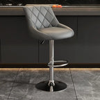 Tabouret de bar pivotant capitonné à losanges, réglable, en cuir PU noir et rouge