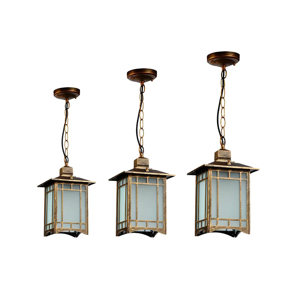 Suspension d'extérieur moderne en métal noir, design lanterne