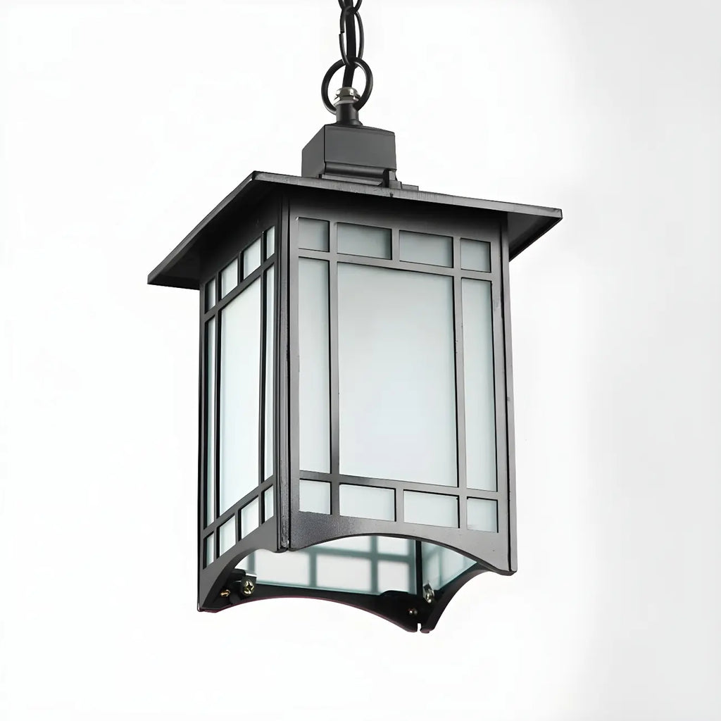 Suspension d'extérieur moderne en métal noir, design lanterne