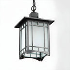 Suspension d'extérieur moderne en métal noir, design lanterne