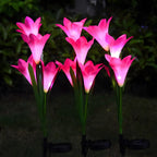 Éclairage solaire décoratif pour jardin avec lys artificiels