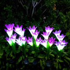 Éclairage solaire décoratif pour jardin avec lys artificiels