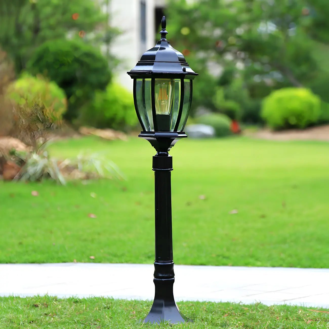 Lanterne de poteau vintage en métal durable pour éclairage paysager