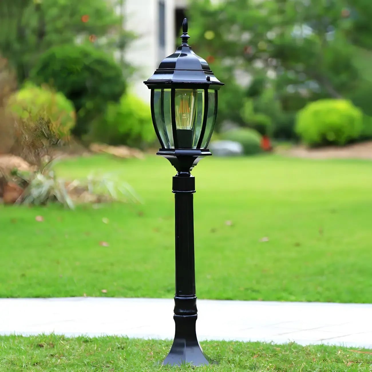 Lanterne de poteau vintage en métal durable pour éclairage paysager