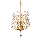 Mini lustre vintage en cristal à 3 lumières, fixation par chaîne traditionnelle