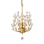 Mini lustre vintage en cristal à 3 lumières, fixation par chaîne traditionnelle