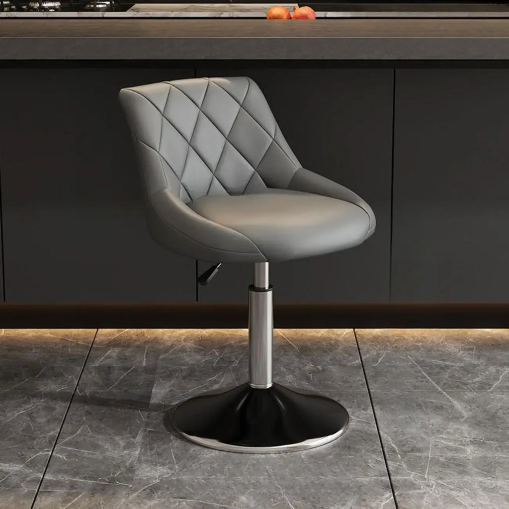 Tabouret de bar pivotant capitonné à losanges, réglable, en cuir PU noir et rouge