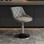 Tabouret de bar pivotant capitonné à losanges, réglable, en cuir PU noir et rouge