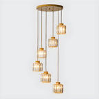 Suspension cylindrique en cristal à spirale pour cage d'escalier contemporaine