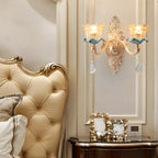 Applique murale dorée glamour avec cristal pour la décoration de chevet