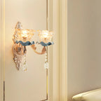 Applique murale dorée glamour avec cristal pour la décoration de chevet