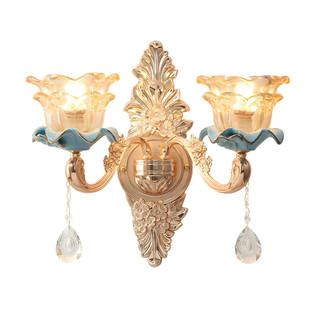 Applique murale dorée glamour avec cristal pour la décoration de chevet
