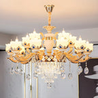 Lustre classique en cristal doré avec perles