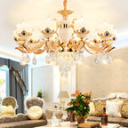 Lustre classique en cristal doré avec perles