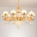 Lustre classique en cristal doré avec perles