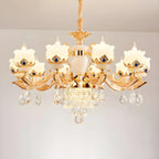 Lustre classique en cristal doré avec perles
