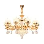 Lustre classique en cristal doré avec perles