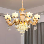 Lustre classique en cristal doré avec perles