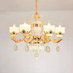 Lustre classique en cristal doré avec perles
