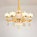 Lustre classique en cristal doré avec perles