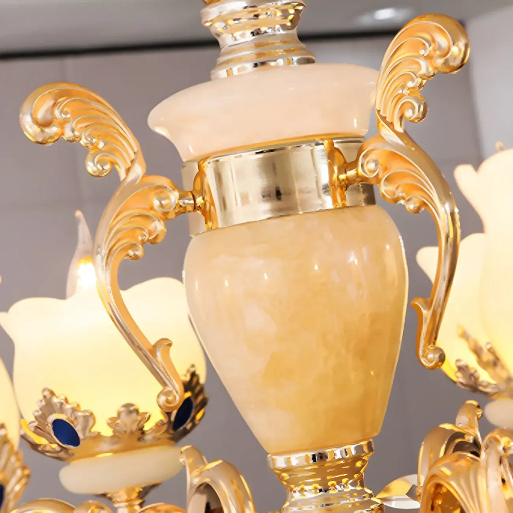 Lustre classique en cristal doré avec perles