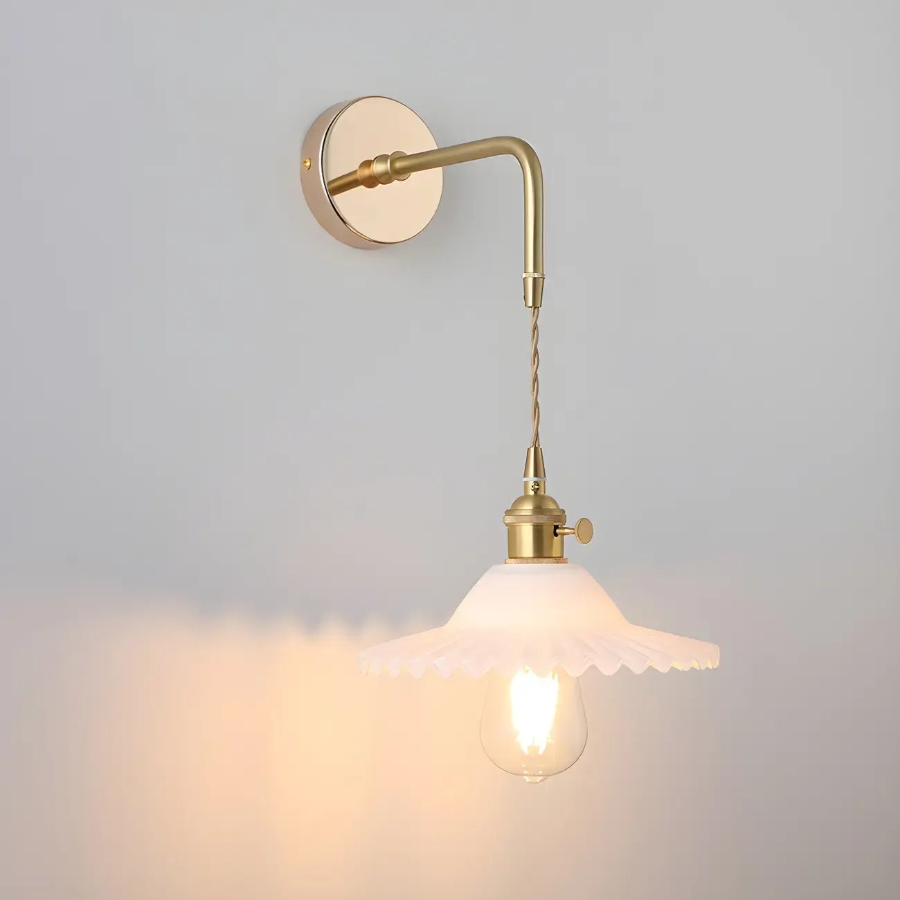 Applique da parete industriale a LED in vetro dorato da 9 pollici per soggiorni