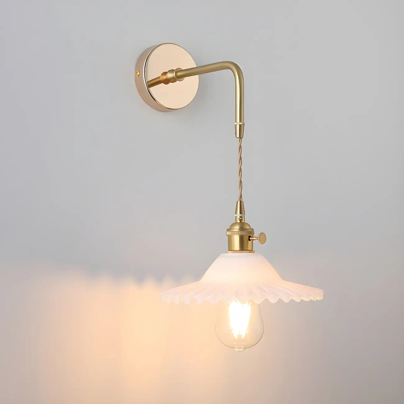 Applique da parete industriale a LED in vetro dorato da 9 pollici per soggiorni