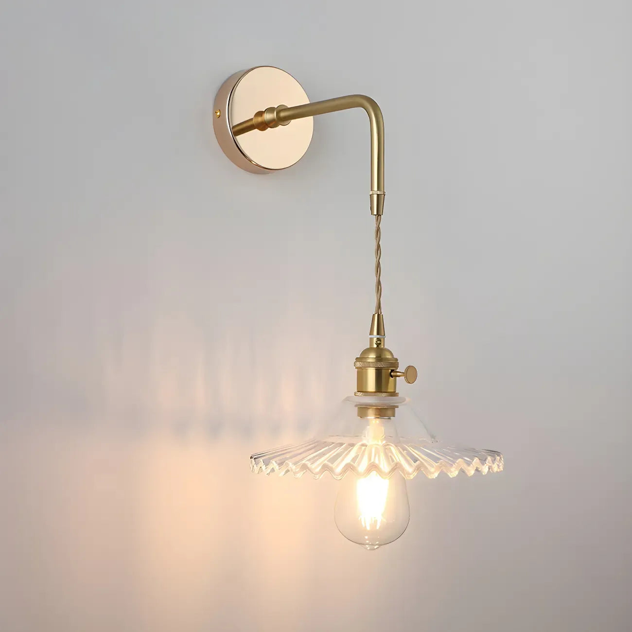 Applique da parete industriale a LED in vetro dorato da 9 pollici per soggiorni