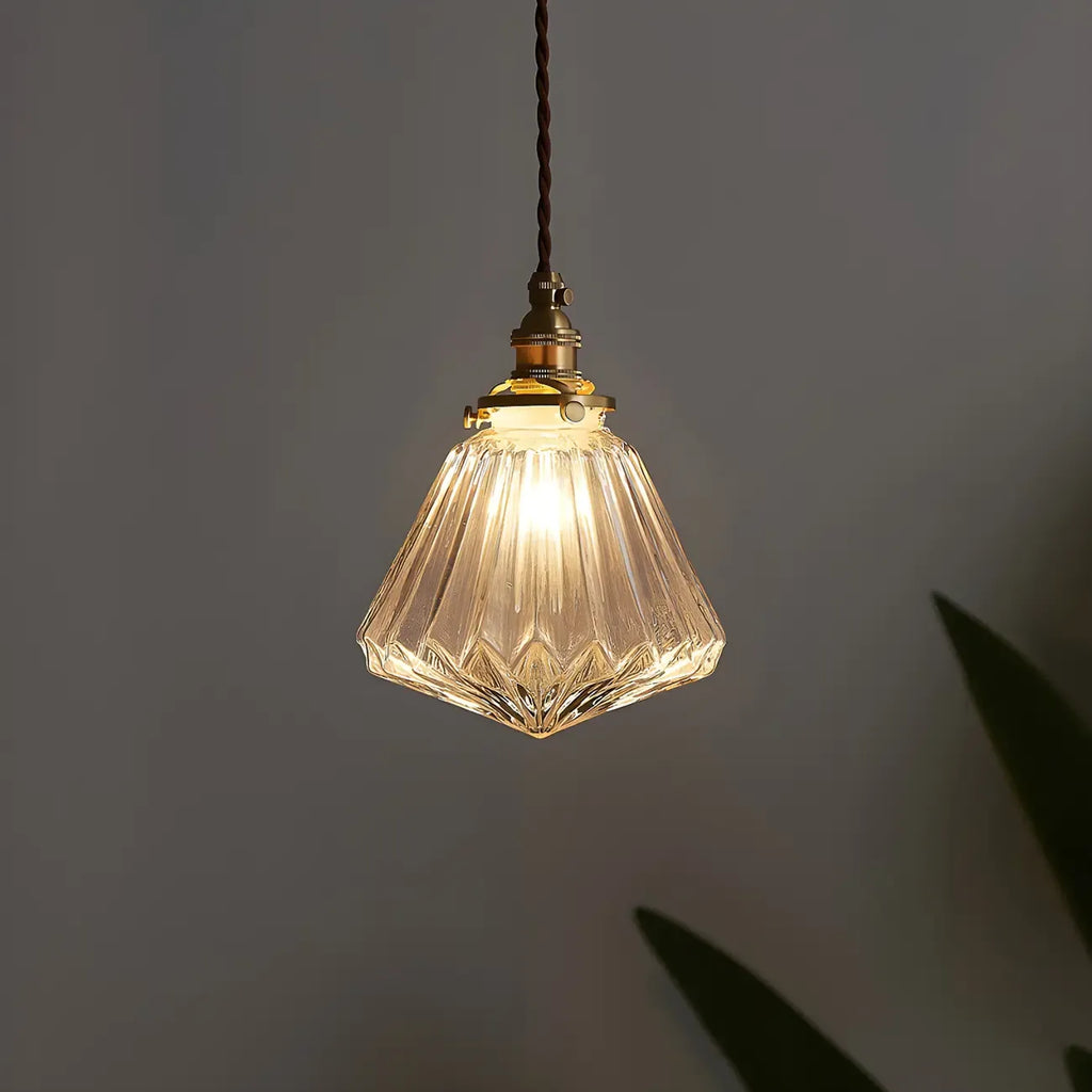 Suspension industrielle en verre transparent pour îlot de cuisine