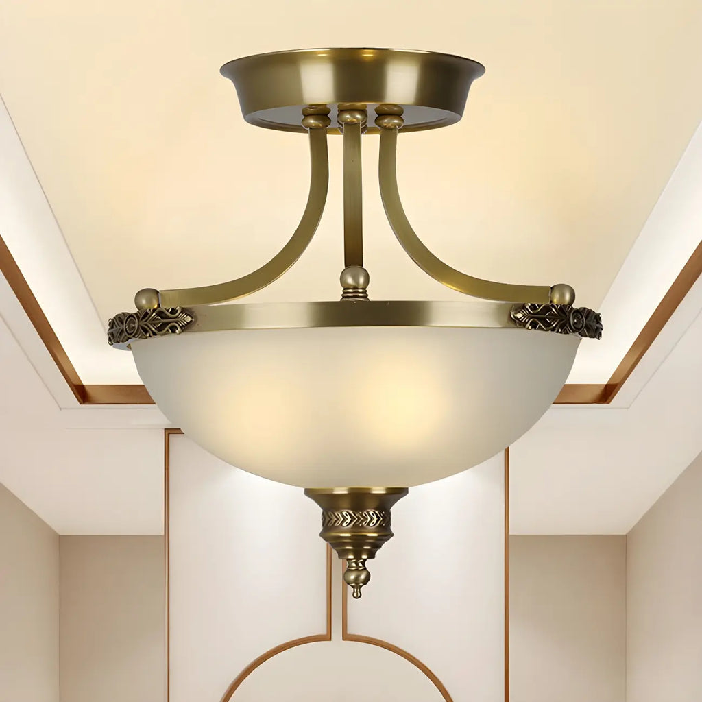 Lustre moderne en forme de bol en verre doré