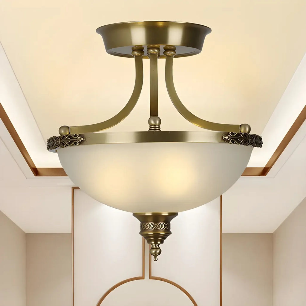 Lustre moderne en forme de bol en verre doré