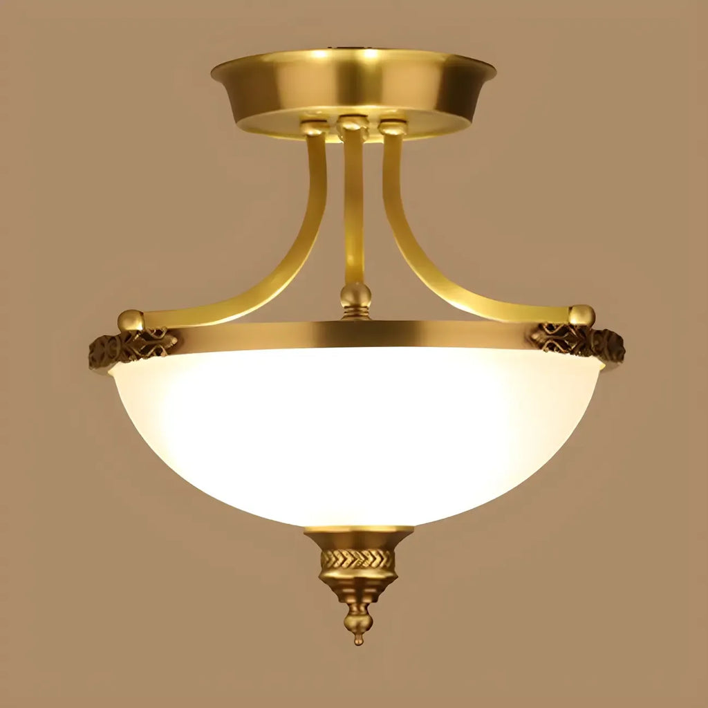 Lustre moderne en forme de bol en verre doré