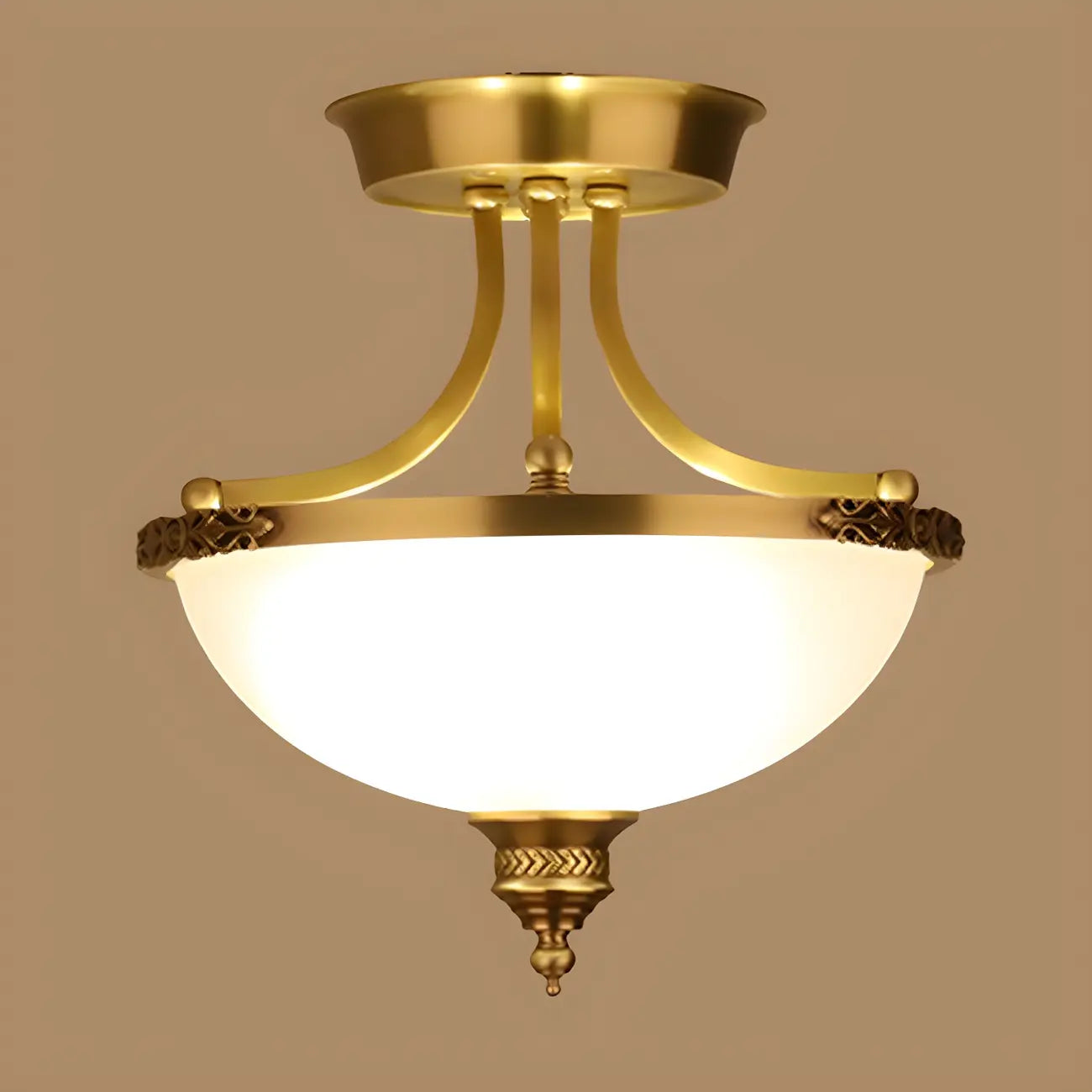 Lustre moderne en forme de bol en verre doré