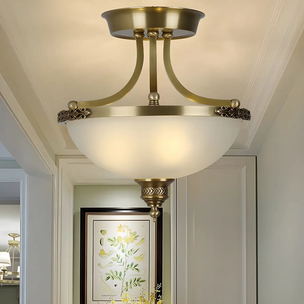 Lustre moderne en forme de bol en verre doré