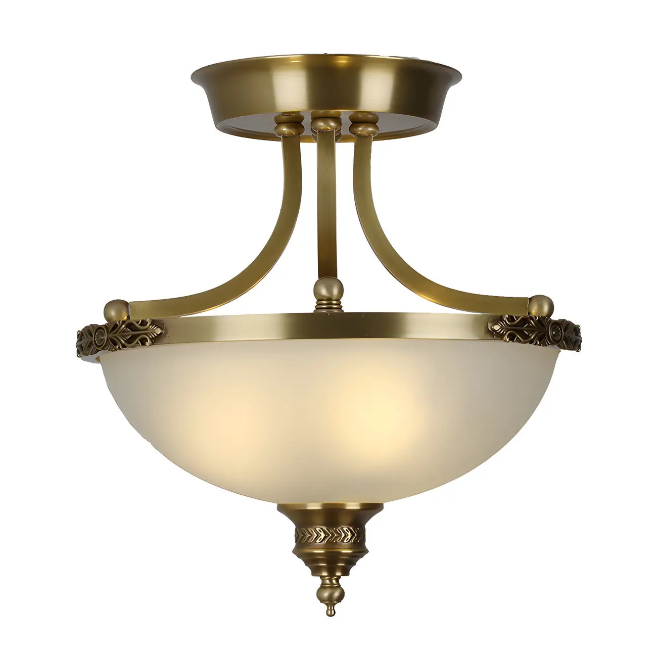 Lustre moderne en forme de bol en verre doré